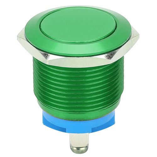 XYONG Interrupteur a bouton-poussoir en metal, tete plate, oxydation complete, reinitialisation automatique, vis de reglage, commande de puissance au pied, 19 mm (vert)