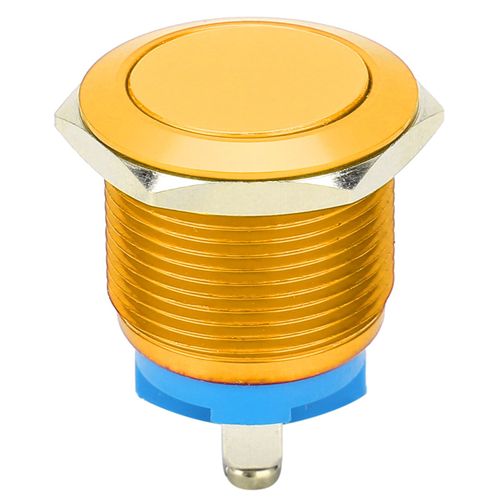 XYONG Interrupteur a bouton-poussoir en metal, tete plate, oxydation complete, reinitialisation automatique, vis de reglage, commande de puissance au pied, 19 mm (jaune)