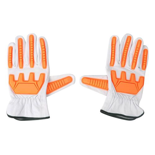 XYONG 1 paire de gants de protection en peau de mouton pour soudeur, avec bande antichoc, blancs