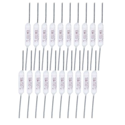 XYONG Fusibles thermiques en ceramique RF 250 V 10 A, 20 pieces, pour appareils electromenagers (50 mm / 2 po, 155 ¡ãC)
