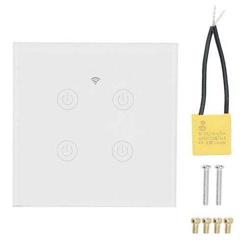 XYONG Interrupteur Wi-Fi intelligent tactile, commande vocale murale, 4 voies, type 86, prise UE domestique 220-240 V CA