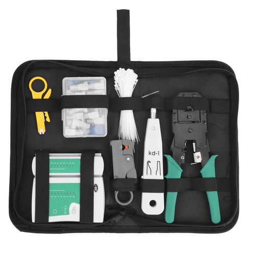 XYONG Kit d'outils de cablage reseau, detection de cables, denudage de fils, cle hexagonale combinee YG-P107 DC9V