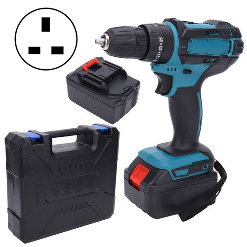 XYONG Perceuse electrique sans balais, tournevis portatif, outil de percage rechargeable au lithium, prise AC110-240 V, Royaume-Uni