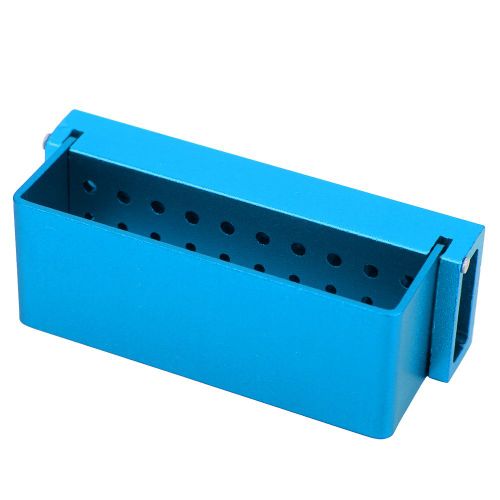 Boite a outils de dentiste en acier inoxydable, 30 trous, desinfection, porte-fraises dentaires, bleu