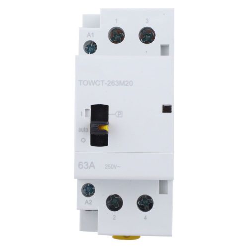Contacteur domestique CA 2P 63A 230/240V 2NO avec interrupteur manuel type rail DIN