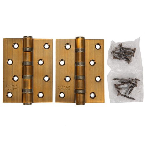 Lot de 2 charnieres de porte en bois en acier inoxydable, couleur bronze jaune, pour meubles, charnieres plates a roulement ouvert
