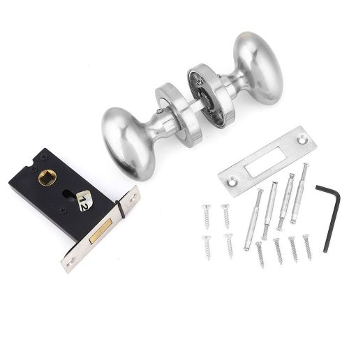 Serrure de porte ronde en acier inoxydable, poignee de porte interieure pour chambre a coucher, salle de bain, 3 cles