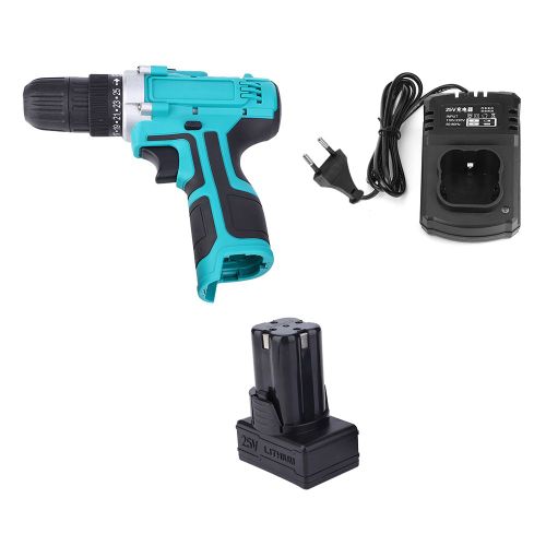 Perceuse electrique rechargeable 25 V, tournevis sans fil, batterie au lithium, outil de percage, prise UE 110   220 V, une batterie et un chargeur