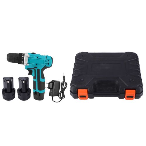 Tournevis electrique sans fil a batterie Li-ion 12 V, perceuse electrique a 2 vitesses, prise UE 110 V-220 V, 2 batteries