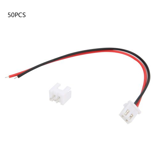Lot de 50 connecteurs femelles JST 2,5 mm pH 2 broches avec cordon de 120 mm pour batterie LI-Po