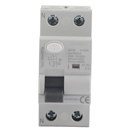 Disjoncteur GYL9 2P 230 V 50/60 Hz IP20, protection contre les fuites electriques, disjoncteur de courant 2P-40 A-300 mA