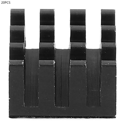 Lot de 20 dissipateurs thermiques en aluminium pour circuit imprime LED avec adhesif 14 x 14 x 8 mm, noir