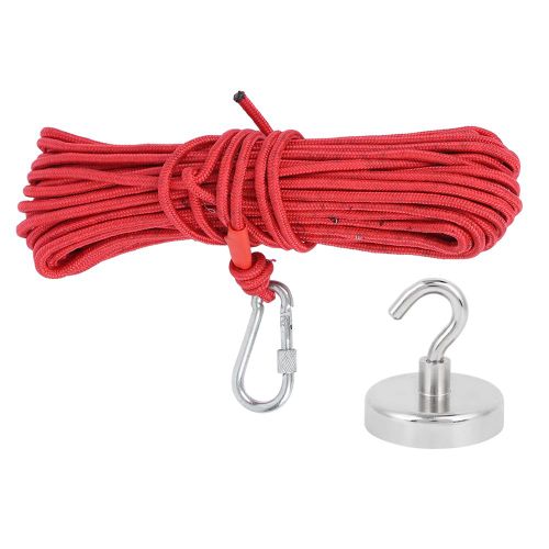 Hamecon magnetique pour la peche en riviere, accessoire anti-fissuration, 163 kg, N35 + corde rouge de 20 metres
