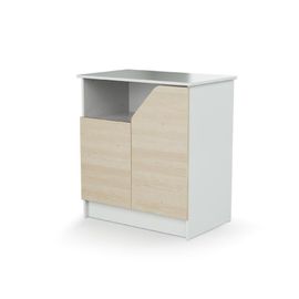 Commode À Langer 2 Portes, 1 Niche En Bois Blanc Et Bouleau