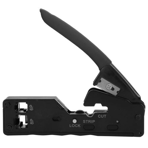 Pince a sertir multifonctionnelle pour fil reseau 6P8P, denudeur, coupe-fil, tete en cristal, outil de sertissage, noir