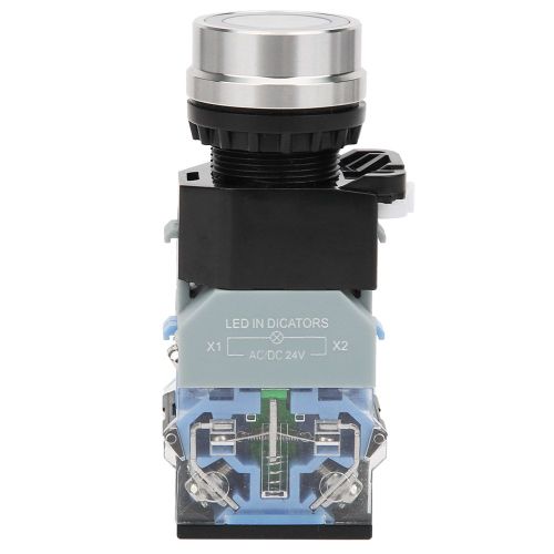 Interrupteur a bouton-poussoir industriel de 22 mm de diametre avec voyant rouge GQ38 AC/DC 24 V, autobloquant