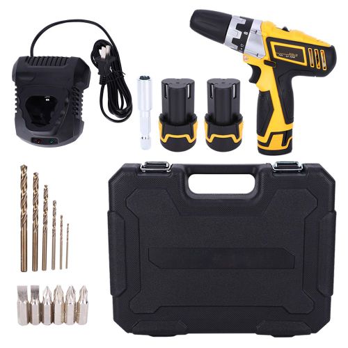 Perceuse electrique 12 V, batterie au lithium, avec eclairage LED et embouts de tournevis, prise americaine 100-240 V