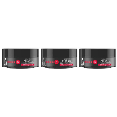 Taft Lot De 3 Cires Wax Fixante 75ml Fixation Très Forte - Longue Durée 