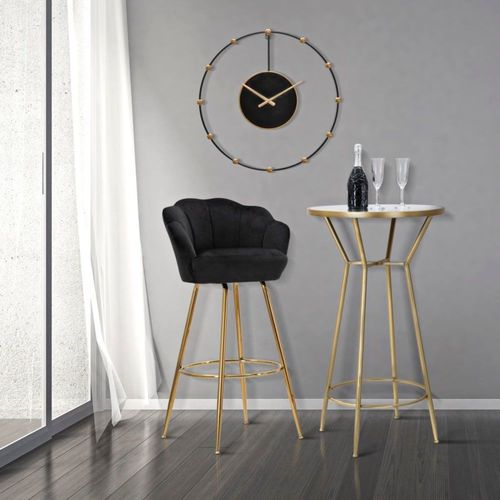 Table De Bar En Métal Doré Avec Plateau En Verre Miroir Ø 60x105 Cm