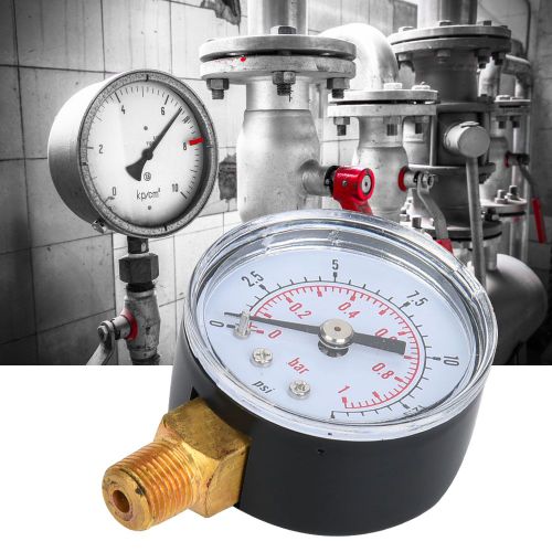 Manometre mecanique 1/8"" BSPT, raccord inferieur pour air, huile, eau (0-15 psi, 0-1 bar)