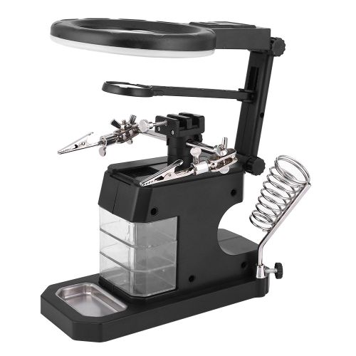 Etabli auxiliaire de soudage avec loupe a lumiere LED et boite de rangement TE-803