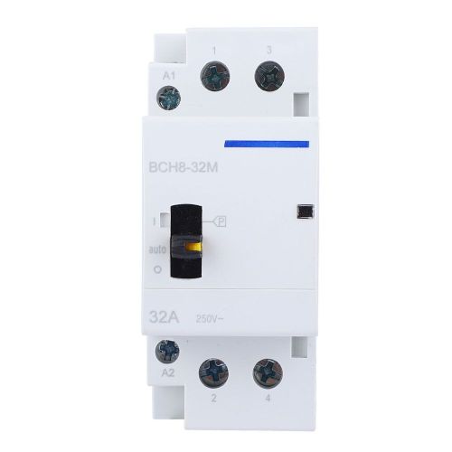 Contacteur domestique CA BCH8-32M 24 V 32 A 2 poles sur rail DIN avec interrupteur de commande manuel 1 NO 1 NC