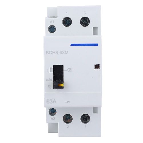 Contacteur domestique CA BCH8-63M 2P 63A 24V sur rail DIN avec interrupteur de commande manuel 2NO