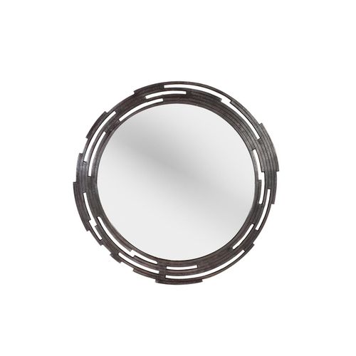 Miroir rond avec cadre plat en métal