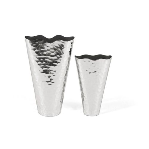 Ensemble de deux vases en aluminium avec une finition brillante