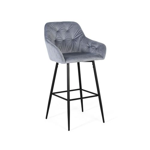 Ensemble De 2 Tabourets Recouverts De Velours Et Structure En Métal