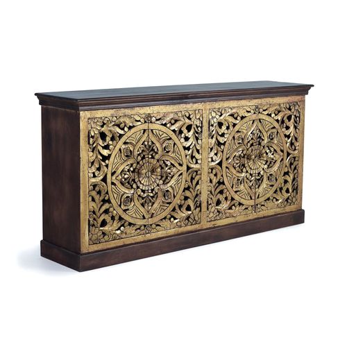 Buffet En Bois De Manguier Sculptée Et Feuille D'or
