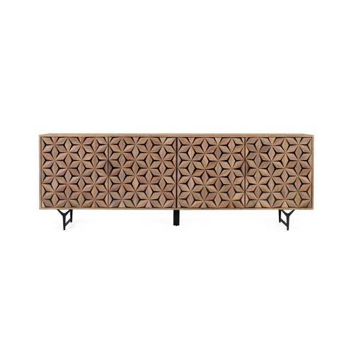 Buffet Artisanal En Bois De Manguier Avec 4 Portes, 220 Cm
