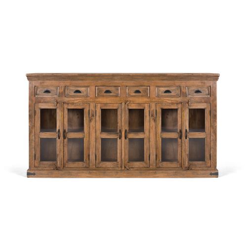 Grand Buffet En Bois De Manguier Avec Portes Sculptées À La Main