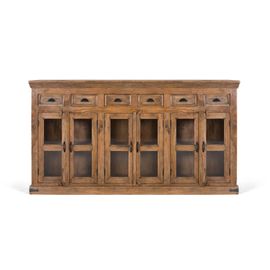 Grand Buffet En Bois De Manguier Avec Portes Sculptées À La Main