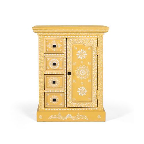 Buffet En Bois De Manguier Avec Porte Décorée À La Main