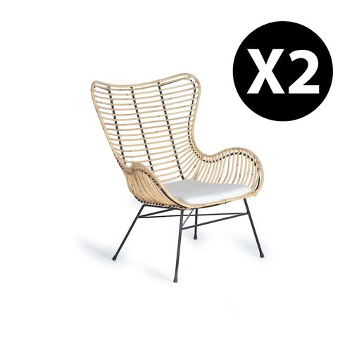 Lot De 2 Chaises En Rotin Et Métal