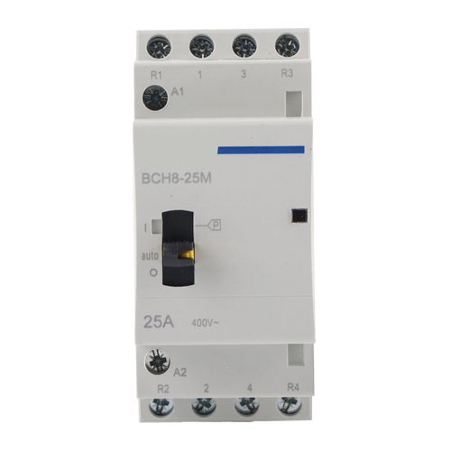 Contacteur modulaire domestique CA BCH8-25M 230 V 4 poles 25 A avec interrupteur de commande manuel (2NO2NC)