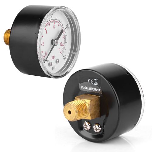Manometre a cadran 50 mm, raccord arriere 1/4 BSPT pour air, eau, huile, gaz (0-160 psi, 0-11 bar)