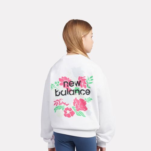 New Balance Stacked Floral Back Graphic French Terry Crew Unisex Hoodies & Sweatshirts Blanc Taille 140 Vêtements
