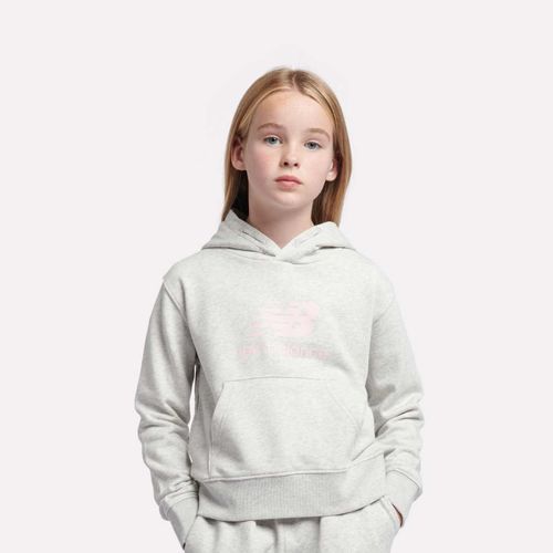 New Balance French Terry Stacked Logo Hoodie Unisex Hoodies & Sweatshirts Gris Taille 140 Vêtements