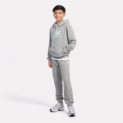 New Balance French Terry Stacked Logo Hoodie Unisex Hoodies & Sweatshirts Gris Taille 140 Vêtements
