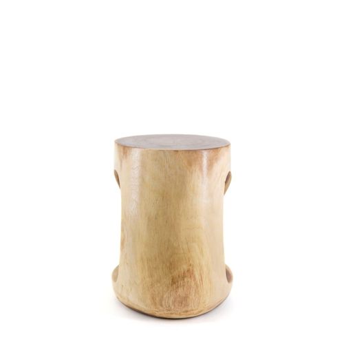 Tabouret Rond En Bois Beige