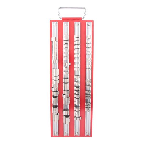 Plateau de rangement de douilles en acier inoxydable, type rail, outil d'organisation de douilles 1/2, 1/4, 3/8 (40 pieces)