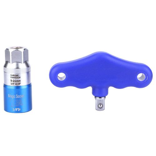 Jeu de cles dynamometriques universelles, douilles a cliquet, 9-21 mm, 3/8-13/16 pouces, bleu