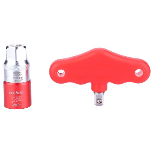 Jeu de cles dynamometriques universelles, douilles a cliquet, 9-21 mm, 3/8-13/16 pouces, rouge