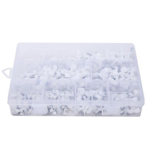 Kit de 350 pinces a clous carrees pour cables de 4 a 14 mm, fixations murales assorties