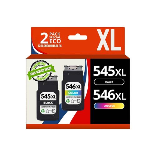 123CONSOMMABLES - Pack compatible avec CANON PG-545 XL/CL-546 XL - sans niveau