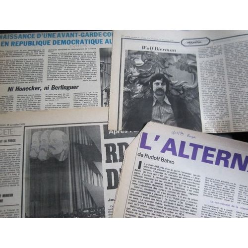 Dissidence En R.D.A. (Bahro-Bierman-Havemann) : 14 Articles (Le Monde-Libération-Rouge-Maintenant) Parus Entre 1976 & 1979
