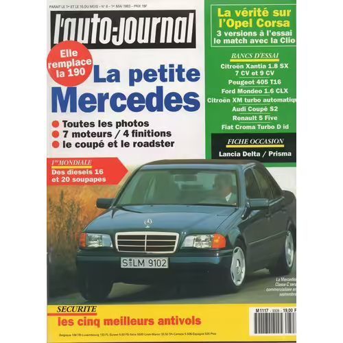 Auto Journal 8 De 1993 Opel Corsa Td Viva,Si Sport,Clio Rn,Xantia Sx,Peugeot 405 T16,Ford Mondeo Clx,Xm Turbo Ct Sensation Auto,Audi Coupe S2,Renault 5 Five,Fiat Croma Tdid,Mansell,Lagonda V12