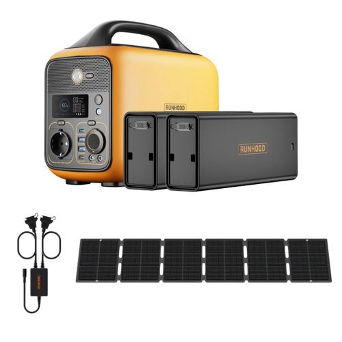 Kit Événementiel RUNHOOD ¿ 600 W + 648 Wh + 200 W Solaire ¿ Énergie Autonome pour Salons et Stands